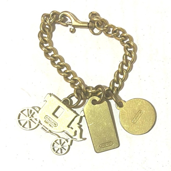 COPY - Coach bracelet gold tone metal horse & carriage key chain charms fob 6.5… - Picture 2 of 2